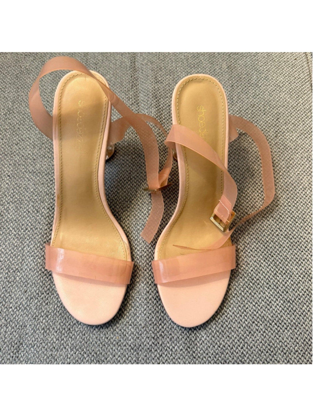 Shoe Dazzle women’s clear ankle strap heels sz 9
